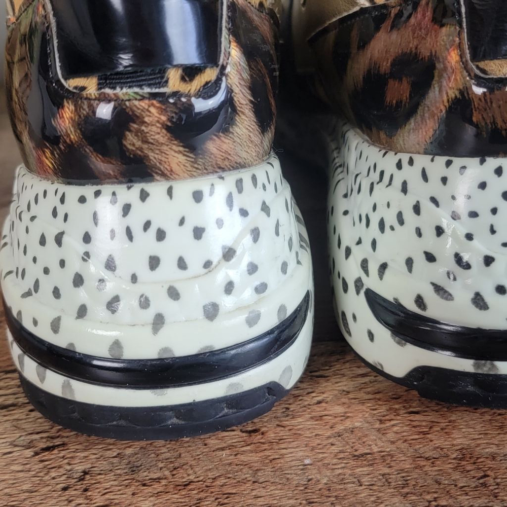 Steve Madden 8 Cliff Leather Leopard Animal Print Sneakers Shoes Lace Up Fashion - Picture 13 of 16